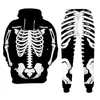 Tracksuits masculinos Crânio Esqueleto 3D Impresso Pulôver de duas peças Retro Homens Tracksuit Moda Outono / Inverno Casual Rua Moletom Hilariante Arte