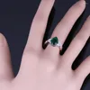 Кольца кластера Яркая груша-зеленый кубический цирконий Белый CZ Посеребренное кольцо V0110