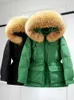 Janveny Mage Real Raccoon Fur Hooded Women's Short Puffer Jacket Winter 90％Feather Duck Down Coatem