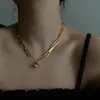 Collares colgantes AOMU Moda Vintage Metal Lock Pin Cadena Hueco Collar Clavícula Gargantilla Para Mujeres Personalidad Jewel260g
