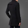 Men's Trench Coats Autumn Winter Solid Men Coat Fashion Double Breasted Windbreaker Jacket With Belt Lapel Overcoat Parka