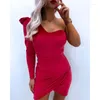 Casual Dresses 2024 Spring Summer Women's Clothing Solid Color Sexy One-Shoulder Velvet Dress