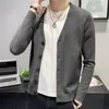 Pulls pour hommes Vêtements col en V bleu grande taille pull en tricot mâle couleur unie cardigan cardigan style coréen maletry chauffé x vieux a