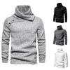 Sudaderas con capucha para hombre Diseño de botones Top para hombre Cuello alto Sudadera de punto Jersey grueso y cálido para otoño invierno Manga larga Longitud media