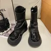 Stivali Calzature Stivaletti marroni alla caviglia da donna impermeabili Scarpe corte robuste per donna Piattaforma Punta tonda Inverno 2023 Saldi Rock