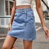 Ny 2023 Summer Fashion Work Dress Casual Oregelbundet midje Design Denim Kort kjol Halfskirt