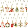 Pendant Necklaces Christmas Tree Necklace For Women Gold Color Santa Claus Elk Stainless Steel Chain Boots Socks