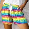 Damesshorts Dames Trekkoord Tie-Dye Strandzakken Elastische taille Mini korte broek Mujer Lente Zomer Casual Los Comfy Cortos