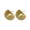 Stud Earrings Minimalist Brushed Metal Style C-shaped For Women European And American Fashionable Simple Jewelry