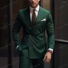 Abiti da uomo Abito da uomo verde scuro Smoking da sposo Groomsman Formale Prom Festa di nozze Set da 2 pezzi Giacca e pantaloni