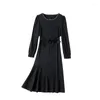 Casual Dresses 2023 Autumn Women's Dress Mulberry Silk Mid Length Long Sleeved Skirt