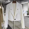 Costumes pour femmes Femmes formelles minces blazers mode solide bouton unique recadrée blazer vintage manches longues crantée femme bureau dame tenues