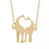 10PCS Cute Heart Loving Giraffes Necklace Simple lovely Twin Baby Deer Necklace Animal Jewelry for Couples303a