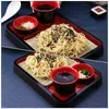 Ensembles de vaisselle Assiette de nouilles froides Tapis de bambou Plat Soba Couverts en bois Dîner Plateau rectangulaire Style japonais Udon Abs Bandejas Para