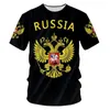 Herren-T-Shirts, T-Shirt, russische Flagge, 3D-Druck, kurzärmelig, O-Ausschnitt, Sport, coole Übergröße, Kleidung, modischer Outdoor-Pullover