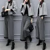 Women's Two Piece Pants Autumn Winter Fashion Sets Women Top Grade Woolen Coat Wide Leg Leisure 2024 Korean Wool Two-Piece