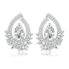 Stud Earrings Fashion Brilliant Pear Shaped Water Drops 8 12m Flower Cut High Carbon Diamond For Women