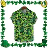 Men's Casual Shirts Mens St. Patricks'S Day Irish Shamrock Full Print Shirt Short Sleeve Lapel Button Tops Hawaiian Daily Streetwear