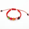 Strand Vintage Etnische Veelkleurige Kralen Armbanden Handgebreid Katoen Rood Touw Leuke Geluksarmband Handaccessoires Geschenken