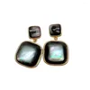 Boucles d'oreilles YYGEM 13mm-17mm coquille de mer noire naturelle forme carrée boucle d'oreille goutte Unique dame bijoux