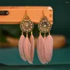 Dangle Earrings Vintage Boho Disc Feather Pendant Fashion Alloy Leaf Ladies Personality Stud Party Jewelry Gifts