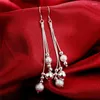 Dangle Oorbellen 925 Sterling Zilver Gladde Matte Kralen Drop Voor Vrouw Bruiloft Engagement Fashion Party Charm Sieraden