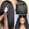 Perruques DIVA1 Yaki droite cheveux humains dentelle avant perruques pour les femmes noires sans colle frontale perruque brésilienne remy grossier coily Kinky yakipremed V