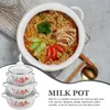 Double Boilers 3 Pcs Induction Non Stick Cookware Dual Handle Cooking Pot Enamel Wear-resistant Stew