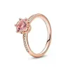 Bagues à breloques authentiques pour femmes, série en or rose, bague exquise