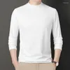 T-shirts pour hommes automne et hiver T-shirt polaire Double face demi-col roulé manches longues chemise à bascule tout-match