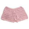 Shorts femininos cor sólida alça casual oco tecido praia natação maternidade nadar bottoms