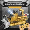 1 24 9CH RC Bulldozer Truck Car Crawler Type Alloy Shovel Engineering Forklift Heavy Excavator Children's Toys Gifts for Kids 231229