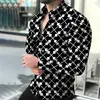 Camicie casual da uomo T-shirt Camicia Quotidiana Colletto a fascia Abbottonatura Vestire Fitness Manica lunga Uomo Stampa muscolare Comoda