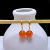 Stud Earrings Shilovem 18K Yellow Gold Real Natural South Red Agate Fine Jewelry Wedding Plant Christmas Gift Yze8.5-9008nh