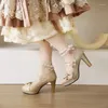 Dress Shoes Sequins Shallow Mouth Single Female Waterproof Taiwan Thick With Super High Heels Gold Silver Bow Lolita Women's