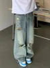 Jeans da uomo Hip Hop Men Hole Chic High Street Harajuku All-match Baggy Fashion Design strappato Pantaloni in denim belli estivi Coreano