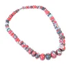 Anhänger Halsketten Runde Howlith Türkis Stein Perlen Halskette mit magnetischer Schnalle böhmischer Schmuck für Frauen Männer