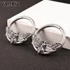 Bracelet Vanku 2pcs Popular Stainless Steel Round Skull Moth Hoops Ear Weights for Steel Ear Expander Body Piercing Tunnel Ear Jewelry