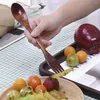 Teelöffel, Tafelbesteck, Obst, 2-in-1-Doppelkopf-Löffel, Gabel aus Naturholz