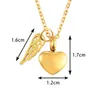 Pendant Necklaces Stainless Steel Small Heart Angel Wing Cremation Ash Urn Necklace For Memorial Jewelry