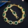 Oval verde zircônia cúbica pedra amarelo folha de ouro pulseira pulseira para mulheres africanas dubai festa de noiva jóias cb205 210714230i