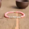 Strand Yuokiaa 4mm Fashion Elegant Natural Pink Crystal Protein Stone Bead Armband med andlig läkning och meditationsmycken gåva