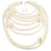 Ensemble de collier de perles multicouches à la mode et exagéré, avec boucles d'oreilles, longue chaîne de pull, bijoux, vente en gros