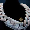 Collana da uomo grande e pesante Argento 925 Iced Out Vvs Moissanite Baguette Diamond Hip Hop Catena a maglie cubane3425