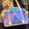 YUEXUAN Sac de créateur fait à la main coloré transparent pour animaux de compagnie, petit chien, chat, chiot, chaton, sac à main de voyage en plein air, sac à bandoulière en toile pour animaux de compagnie, sac fourre-tout de grande capacité