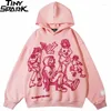 Sweat à capuche rose pour hommes et femmes, motif de dessin animé amusant, Harajuku, tendance, Hip-hop, Y2K, vêtements de rue, automne