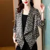 Women's Suits S-4XL Women Blazer Jacket Leopard Printed Cardigan Three Quarter Sleeve Slim Loose Spring Summer Autumn Plus Size