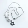 Pendant Necklaces Tibetan Silver Spacer Star Necklace Acrylic Imitation Pearl Beads Chain Tassel Handmade Women Girls