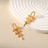 Серьги-подвески ALLME, минималистичные, 18-каратное настоящее золото, латунь, полая металлическая цепочка, длинная геометрическая цепочка для женщин и женщин