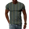 T-shirts pour hommes Mode d'été T-shirt à motif rayé 3D Personnalité décontractée Cool Imprimer Manches courtes Jeune Style simple Haut à col rond 6XL